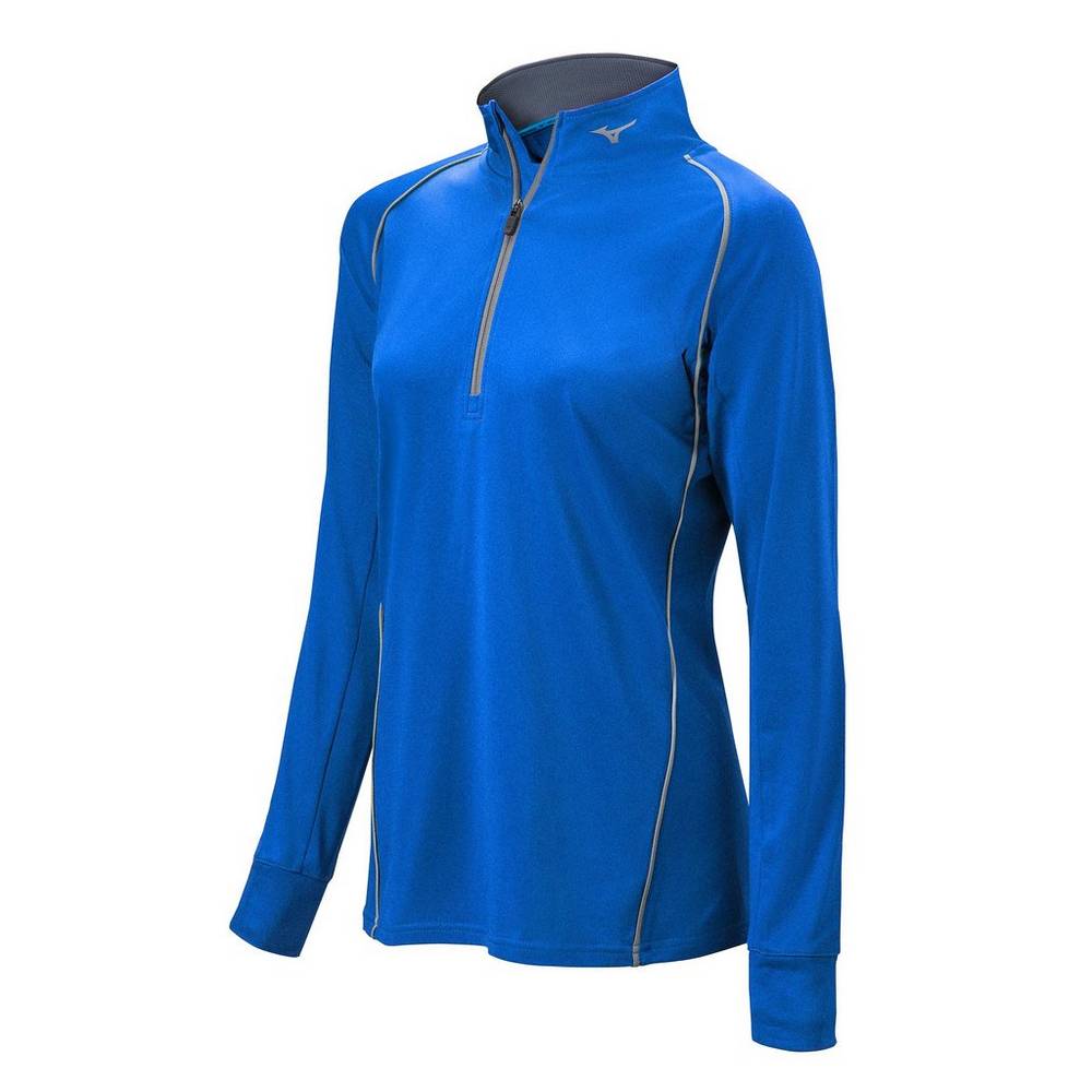 Pullover Mizuno Comp 1/2 Zip Long Sleeve Mujer Azul Real España CHWT-81493